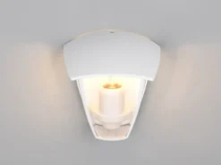 LED Außenwandleuchte Halbschale im Landhausstil Weiß, Höhe 20cm
