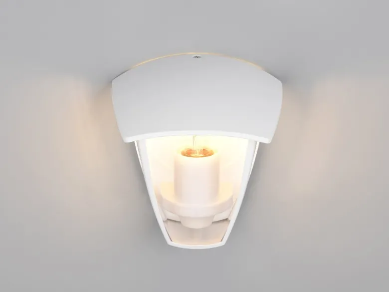 LED Außenwandleuchte Halbschale im Landhausstil Weiß, Höhe 20cm