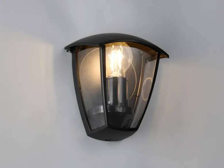 LED Außenwandleuchte Halbschale im Landhausstil Schwarz, Höhe 20cm