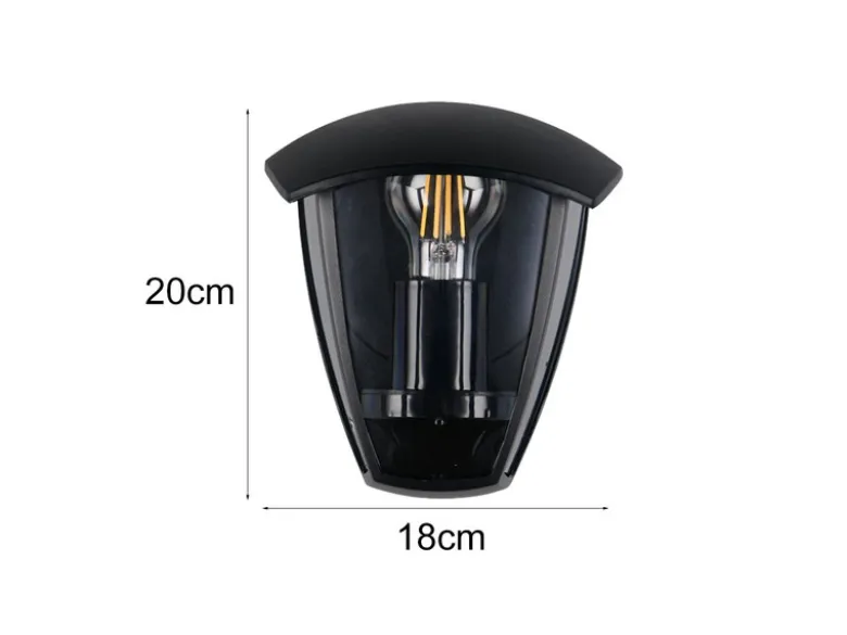 LED Außenwandleuchte Halbschale im Landhausstil Schwarz, Höhe 20cm