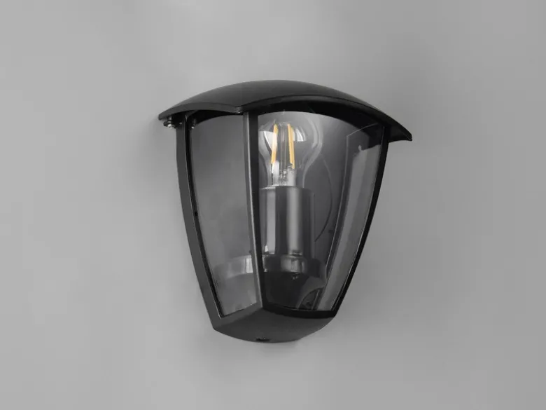 LED Außenwandleuchte Halbschale im Landhausstil Schwarz, Höhe 20cm