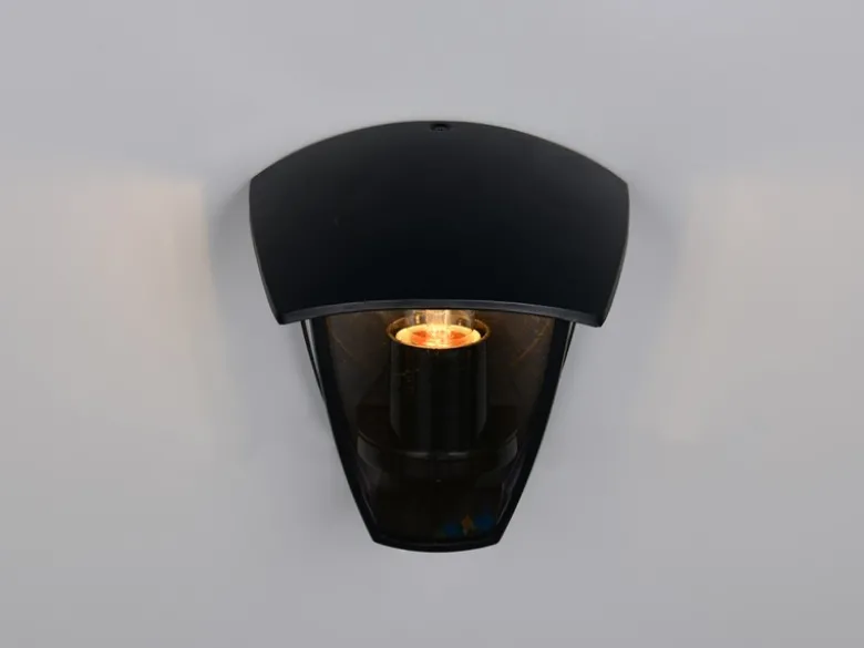 LED Außenwandleuchte Halbschale im Landhausstil Schwarz, Höhe 20cm