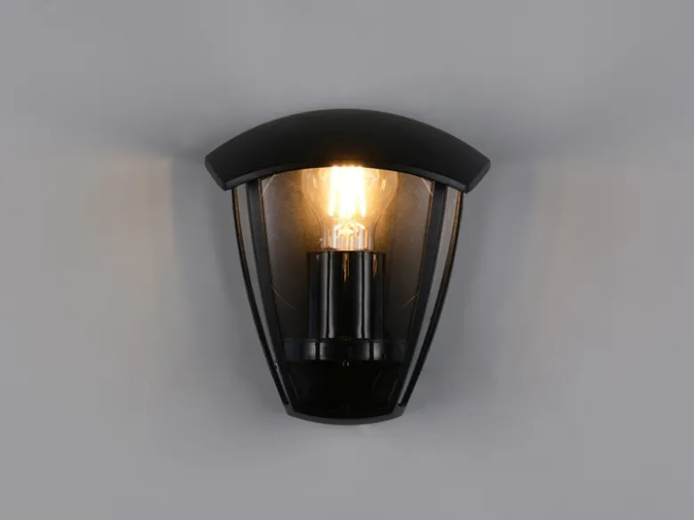 LED Außenwandleuchte Halbschale im Landhausstil Schwarz, Höhe 20cm