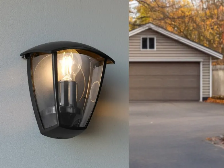 LED Außenwandleuchte Halbschale im Landhausstil Schwarz, Höhe 20cm