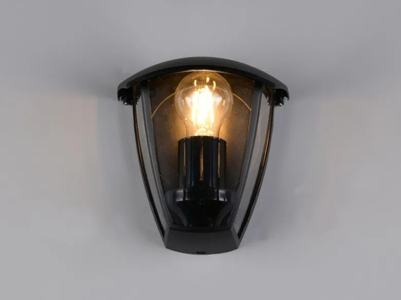 LED Außenwandleuchte Halbschale im Landhausstil Schwarz, Höhe 20cm