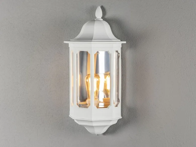 LED Außenwandleuchte, Halbschale Aluminium Weiß, Höhe 47cm
