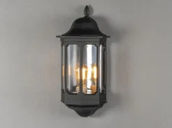 LED Außenwandleuchte, Halbschale Aluminium Schwarz, Höhe 47cm