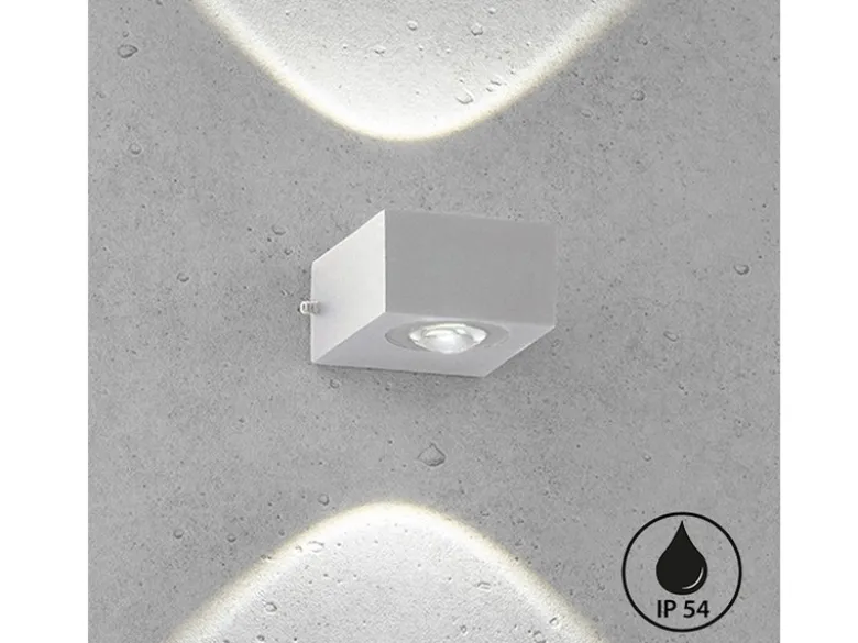 LED Außenwandleuchte HELSINKI Silber Up and Down, Breite 8cm