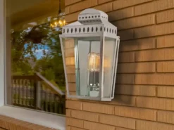 LED Außenwandleuchte im Landhausstil, Silber Höhe 37,5cm