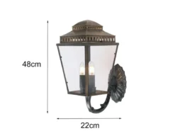 LED Außenwandleuchte im Landhausstil, Altmessing Höhe 48cm
