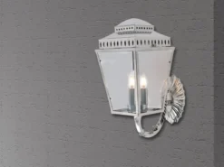 LED Außenwandleuchte im Landhausstil, Silber Höhe 48cm