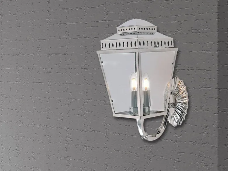 LED Außenwandleuchte im Landhausstil, Silber Höhe 48cm