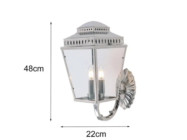 LED Außenwandleuchte im Landhausstil, Silber Höhe 48cm