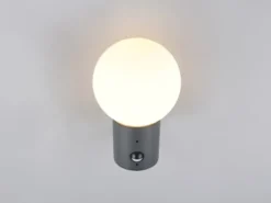 LED Außenwandleuchte in Anthrazit mit Glaskugel & Bewegungsmelder, Höhe 28cm