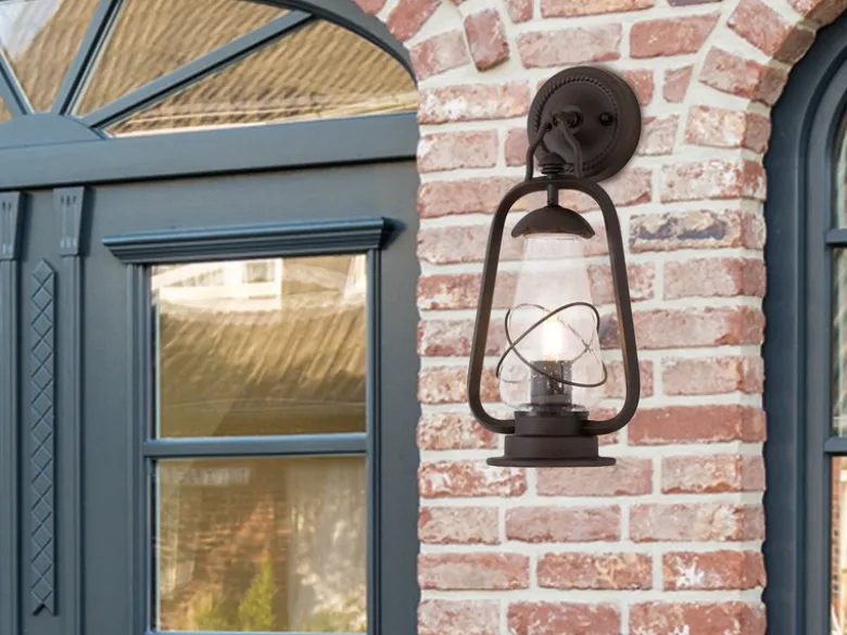 LED Außenwandleuchte in antiker Laternenoptik, Höhe 42,5cm
