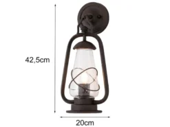 LED Außenwandleuchte in antiker Laternenoptik, Höhe 42,5cm
