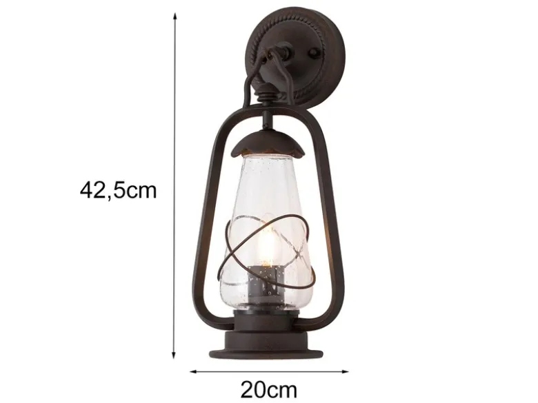 LED Außenwandleuchte in antiker Laternenoptik, Höhe 42,5cm
