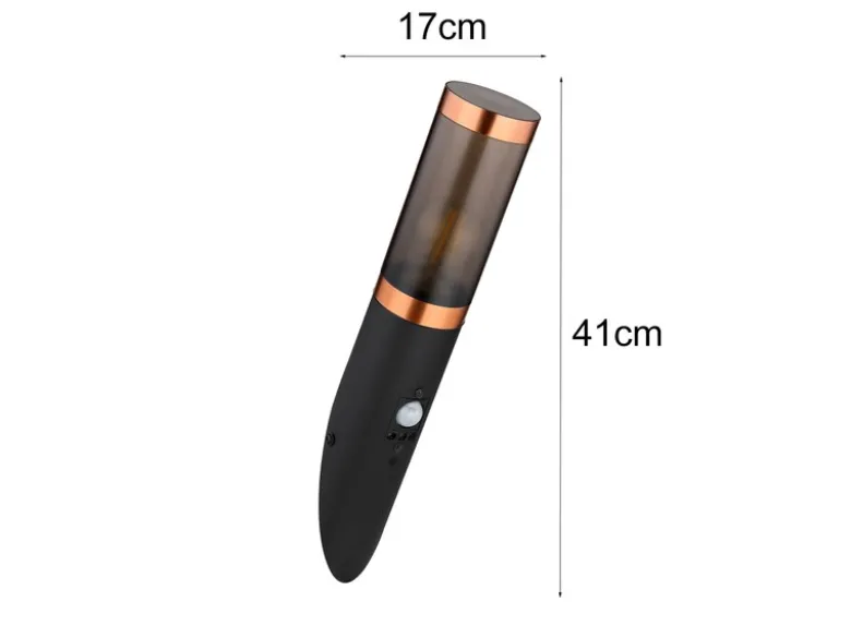 LED Außenwandleuchte in Schwarz & Kupfer mit Bewegungsmelder, Höhe 41cm