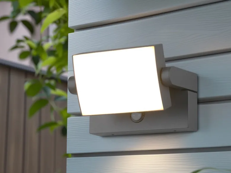 LED Außenwandleuchte KANSAS ALU in Anthrazit mit Bewegungsmelder, Breite 20cm