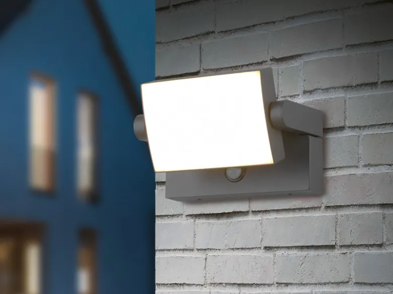 LED Außenwandleuchte KANSAS ALU in Anthrazit mit Bewegungsmelder, Breite 20cm