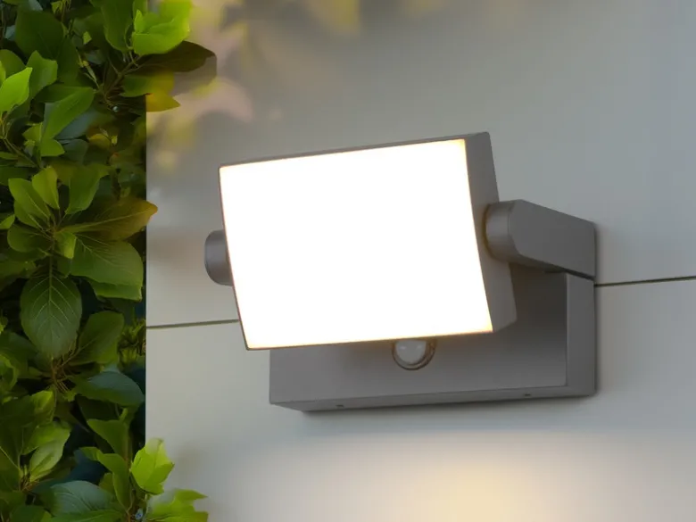 LED Außenwandleuchte KANSAS ALU in Anthrazit mit Bewegungsmelder, Breite 20cm
