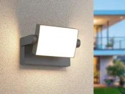 LED Außenwandleuchte KANSAS aus Aluminium in Anthrazit, Breite 20cm