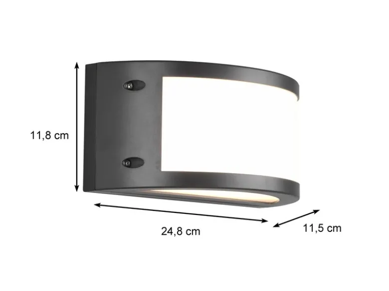 LED Außenwandleuchte KENDAL halbrund in Anthrazit, Breite 24,8 cm