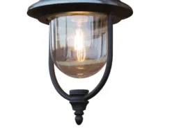 LED Außenwandleuchte Landhausstil Laterne hängend, Schwarz-Silber, Höhe 49cm