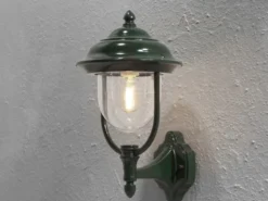 LED Außenwandleuchte Landhausstil Laterne stehend, Grün, Höhe 43cm