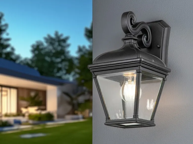 LED Außenwandleuchte Landhausstil Hängelaterne, Höhe 33,5cm