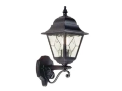 LED Außenwandleuchte Landhausstil Laterne stehend mit Bleiglas, Höhe 45cm