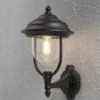 LED Außenwandleuchte Landhausstil Laterne stehend, Schwarz Höhe 43cm