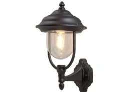 LED Außenwandleuchte Landhausstil Laterne stehend, Schwarz Höhe 43cm