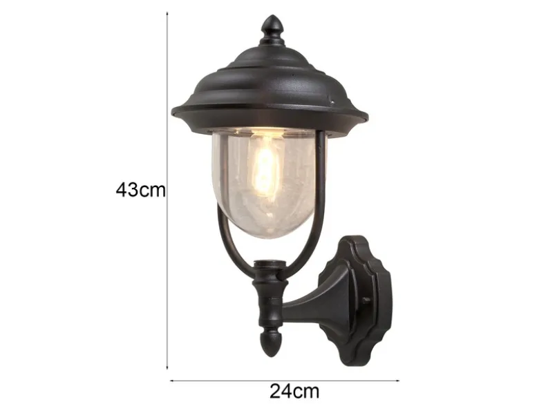 LED Außenwandleuchte Landhausstil Laterne stehend, Schwarz Höhe 43cm