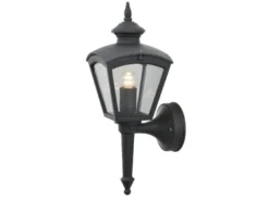 LED Außenwandleuchte Landhausstil, Aluminium Schwarz, Höhe 43cm