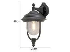 LED Außenwandleuchte Landhausstil Laterne hängend, Schwarz, Höhe 46cm