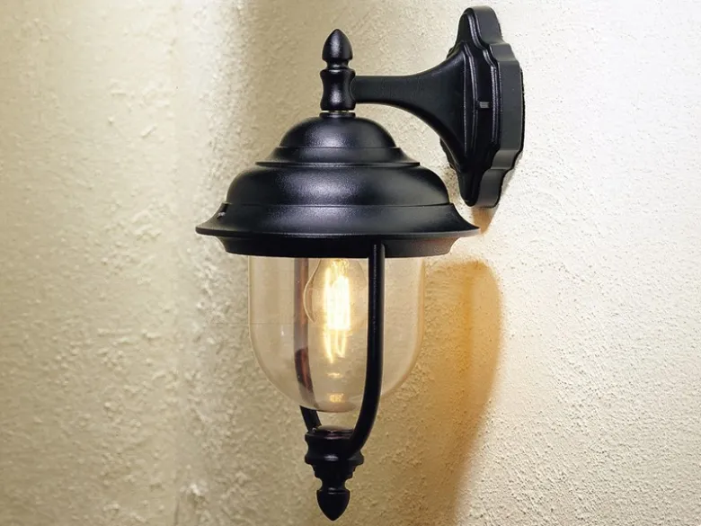 LED Außenwandleuchte Landhausstil Laterne hängend, Schwarz, Höhe 46cm