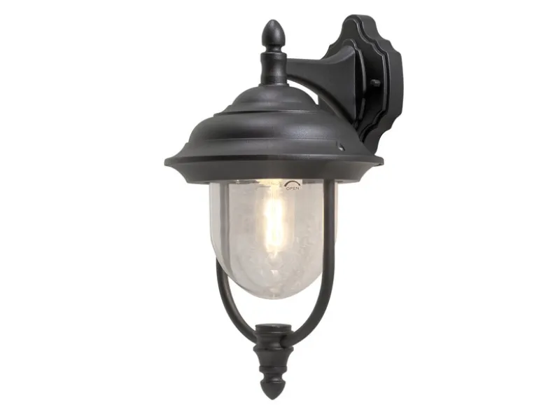 LED Außenwandleuchte Landhausstil Laterne hängend, Schwarz, Höhe 46cm