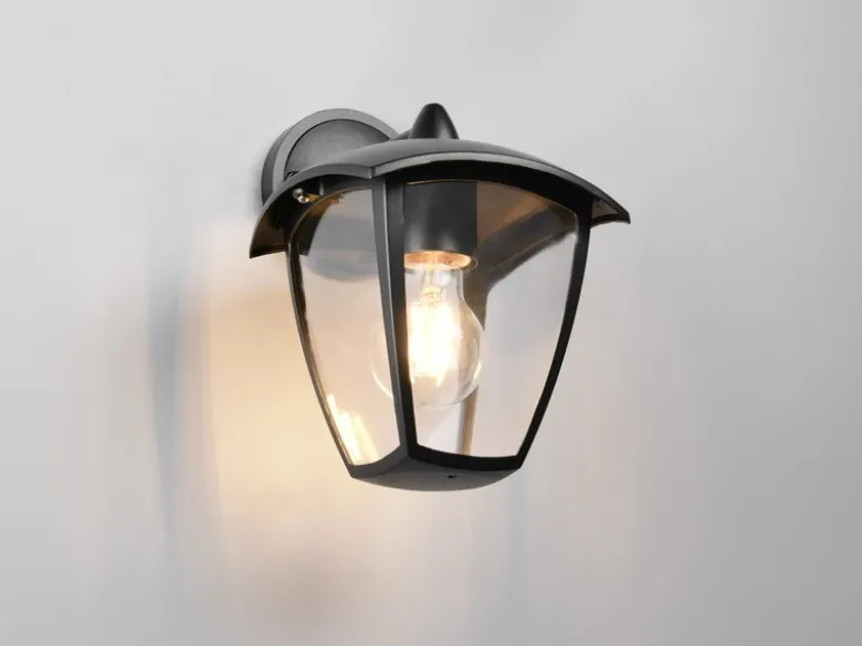 LED Außenwandleuchte Laterne hängend Landhausstil Schwarz, Höhe 24cm