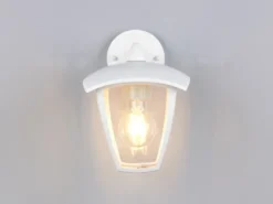 LED Außenwandleuchte Laterne hängend Landhausstil Weiß, Höhe 24cm