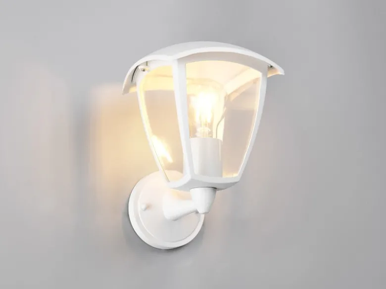 LED Außenwandleuchte Laterne stehend Landhausstil Weiß, Höhe 24cm