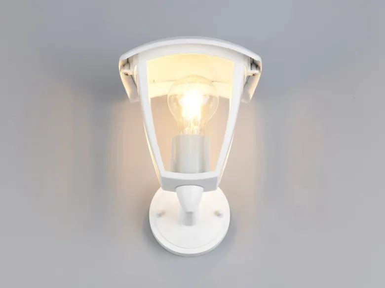 LED Außenwandleuchte Laterne stehend Landhausstil Weiß, Höhe 24cm