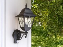 LED Außenwandleuchte Laterne stehend mit Bewegungsmelder, Höhe 47cm
