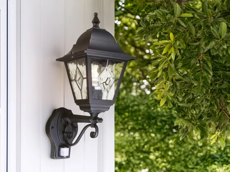 LED Außenwandleuchte Laterne stehend mit Bewegungsmelder, Höhe 47cm