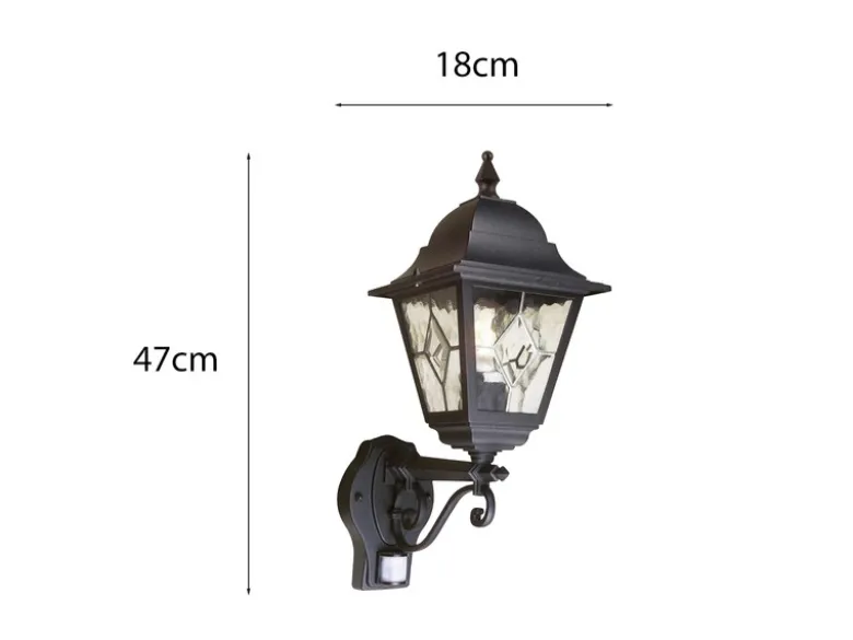 LED Außenwandleuchte Laterne stehend mit Bewegungsmelder, Höhe 47cm