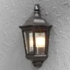 LED Außenwandleuchte Laternen Halbschale, E27, Aluminium Schwarz, Höhe 44,5cm