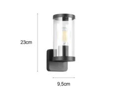 LED Außenwandleuchte, Laterne Aluminium Schwarz, Höhe 23cm