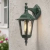 LED Außenwandleuchte Laterne hängend aus Aluminium Grün, E27, Höhe 39cm