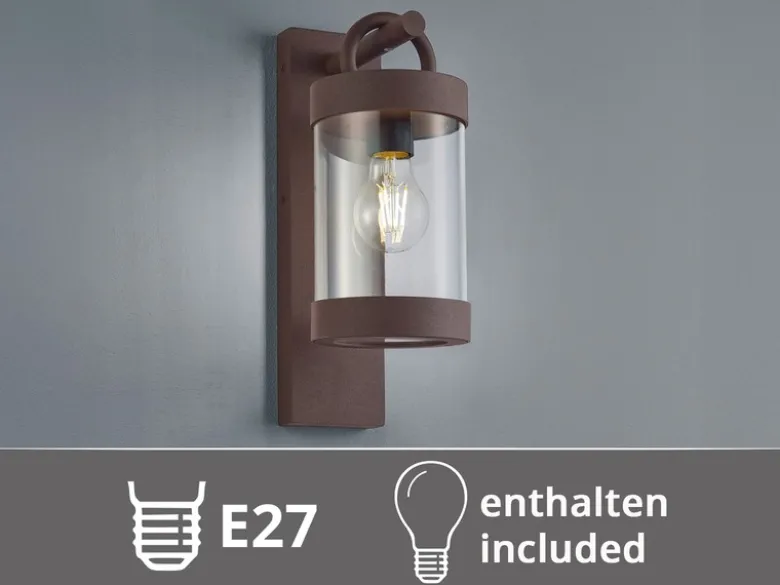 LED Außenwandleuchte Laterne im Landhausstil, Rostoptik, Höhe 33cm