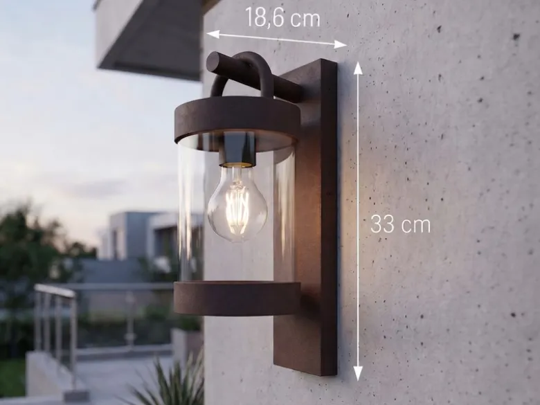 LED Außenwandleuchte Laterne im Landhausstil, Rostoptik, Höhe 33cm